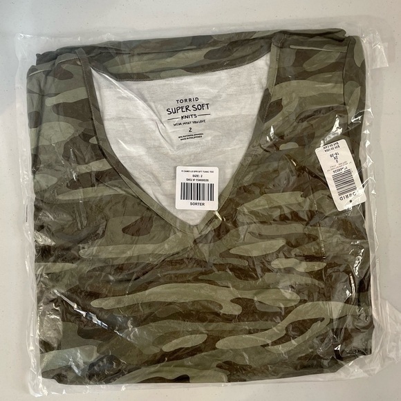 Super Soft Green Camo Maternity Tunic Tee Army Size 2X - Picture 6 of 8